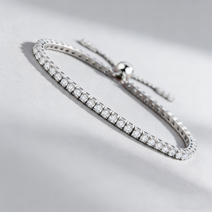 Adjustable Moissanite Bracelet in 925 Sterling Silver – 54 Stones, 3mm D-Color Gems, Luxury Everyday Jewelry for Women