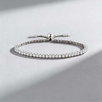 Adjustable Moissanite Bracelet in 925 Sterling Silver – 54 Stones, 3mm D-Color Gems, Luxury Everyday Jewelry for Women